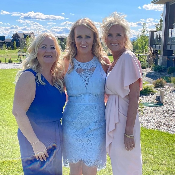 Powder blue lace dress with intricate detailed finishing - Picture 5 of 5